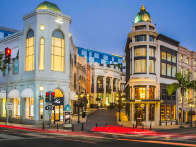 Beverly Hills Street e lojas de luxo