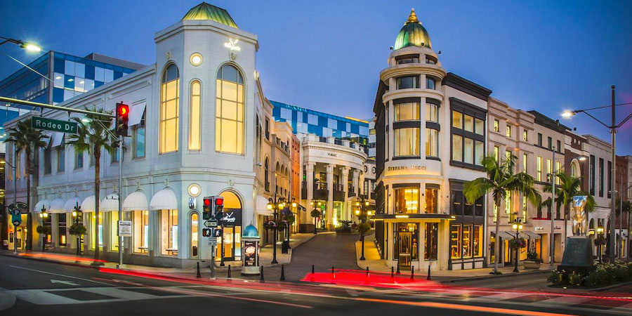 Beverly Hills Street e lojas de luxo